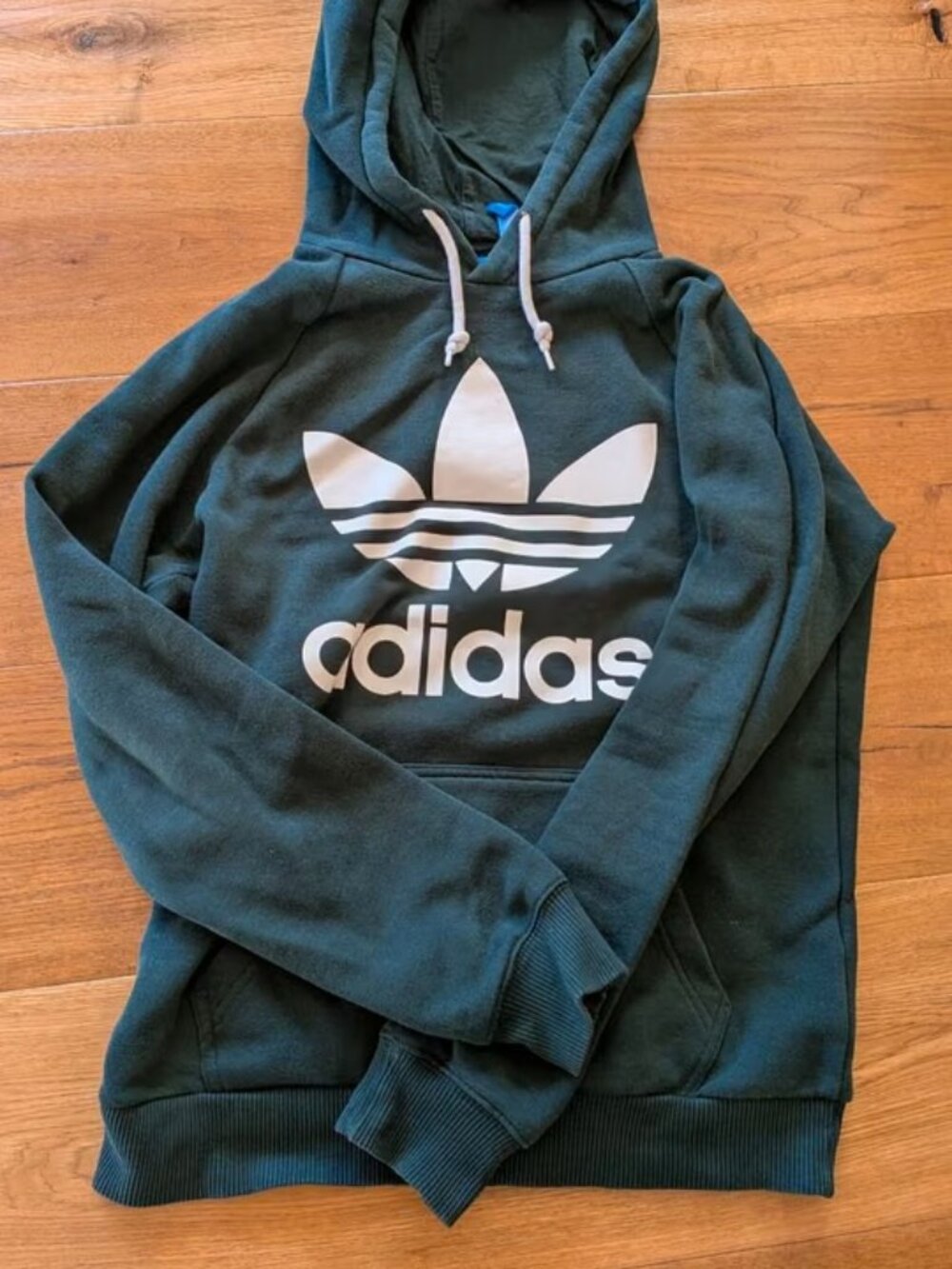 Adidas Originals Trefoil Hoodie — Dark Green, Size XS
